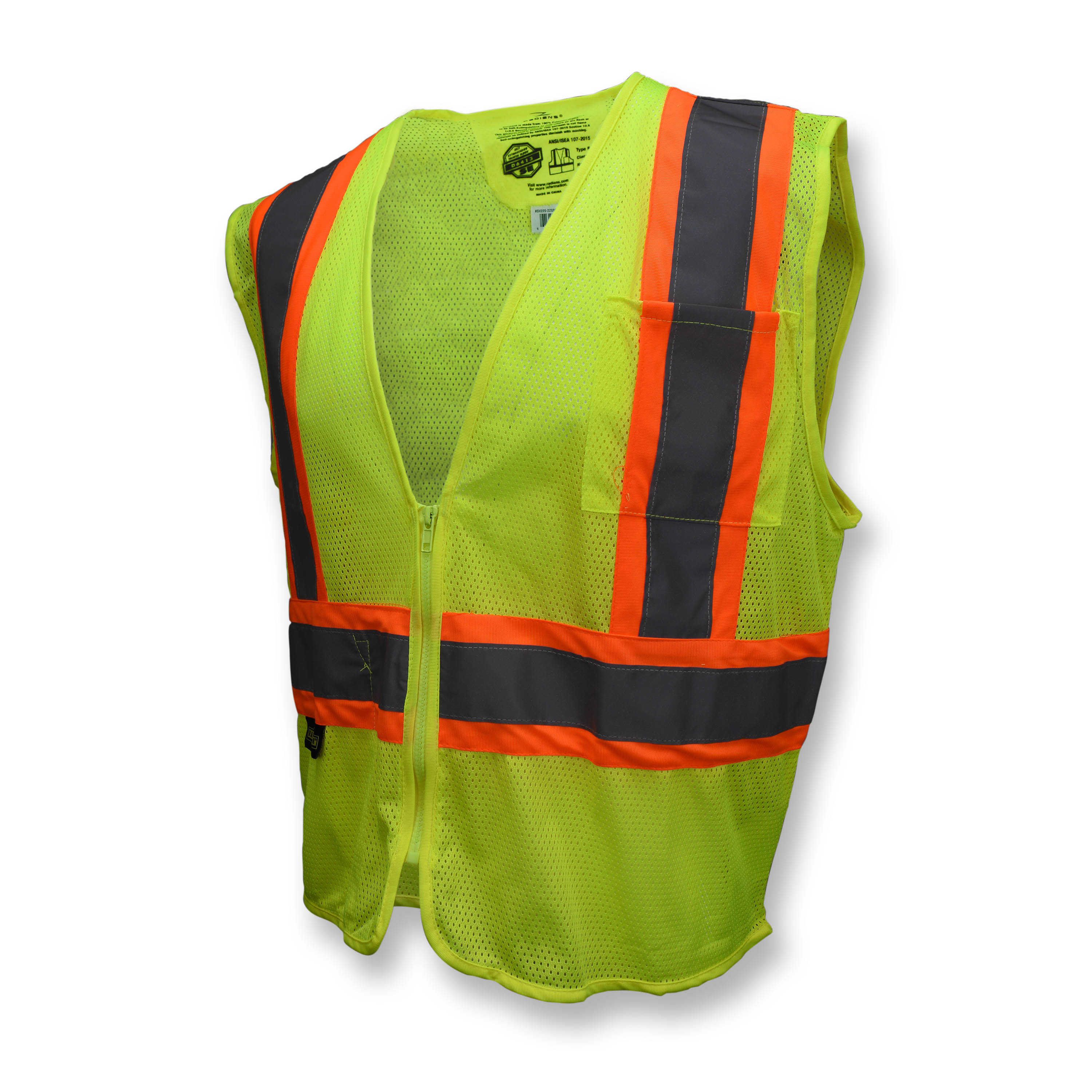 SV225 Class 2 Self Extinguishing Two-Tone Trim Mesh Safety Vest - Green - Size 2X - Safety Vests